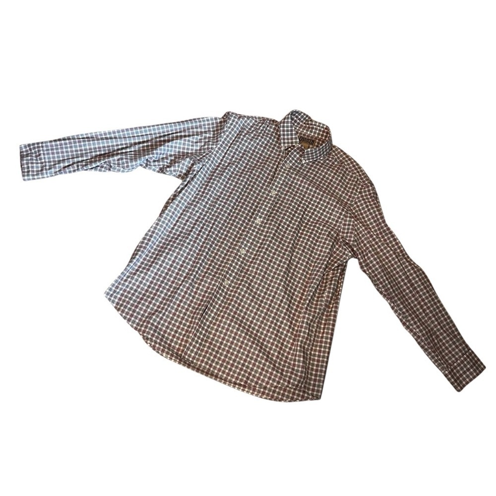 Duluth Trading Company Cotton Twill Check Green Red Button Down Shirt Large - Picture 8 of 8